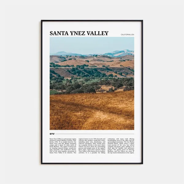Santa Ynez Valley Travel Poster, Holiday Decor