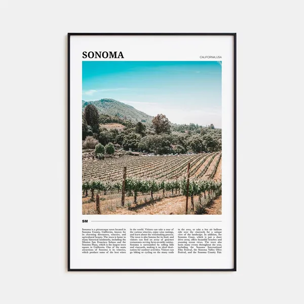Sonoma Travel Poster, California USA Art Print