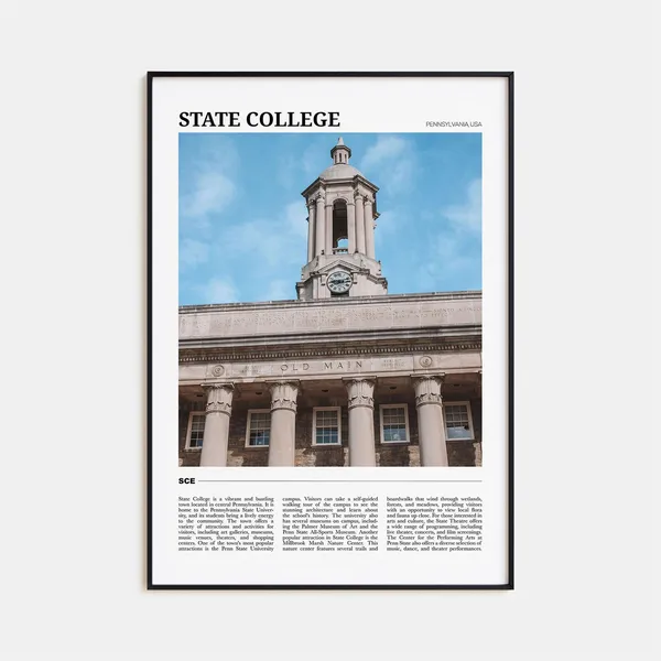 State College Travel Poster, Pennsylvania USA Art Print