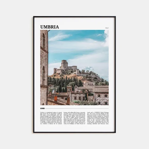 Umbria Travel Poster, Italy Travel Art Print