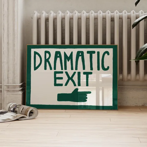 Retro Dramatic Exit Landscape Poster, Mid-Century