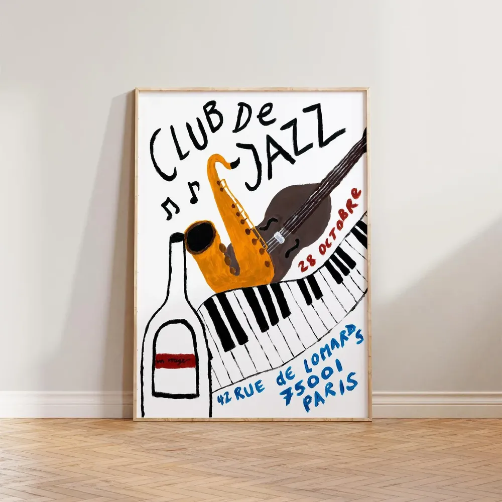 Retro Music Club De Jazz, Mid-Century Art Print