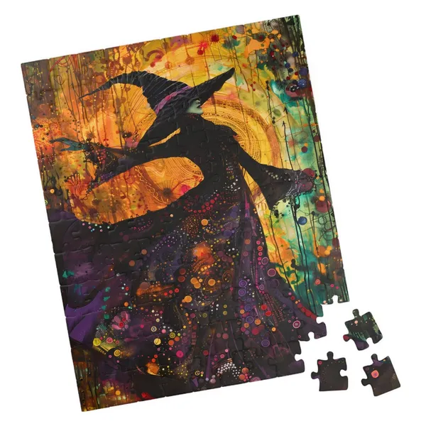 Dark Witch Halloween Art Print, Holiday Seasonal Decor