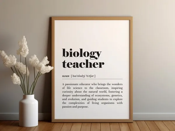 Biology Teacher Definition Art Print, Classroom Gift