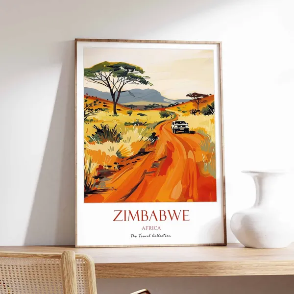 Zimbabwe Africa Travel Poster Art Print