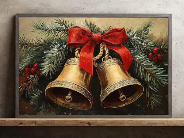 Vintage Jingle Bells Cozy Christmas Poster Print