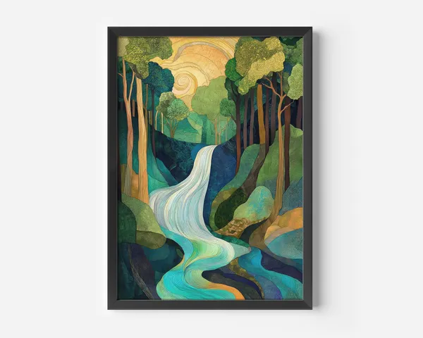 Abstract Landscape River Forest Art Print