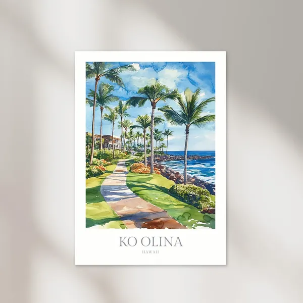 Ko Olina Hawaii Watercolor Travel Poster