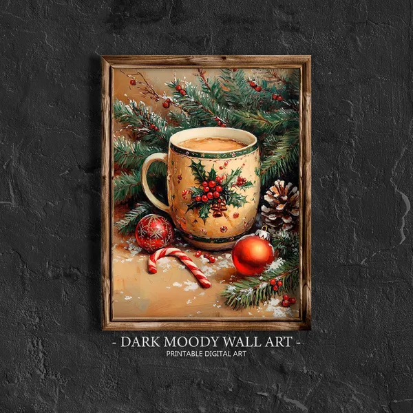 Christmas Coffee Mug, Vintage Christmas Kitchen Art