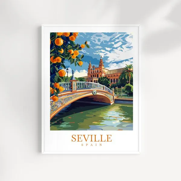 Seville Plaza Spain Travel Poster