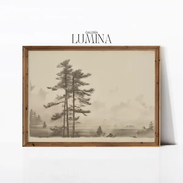 Pine Tree Vintage Rustic Sketch Drawing Art Print