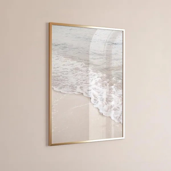 Neutral Beach Ocean Print, Blue White Coastal Decor