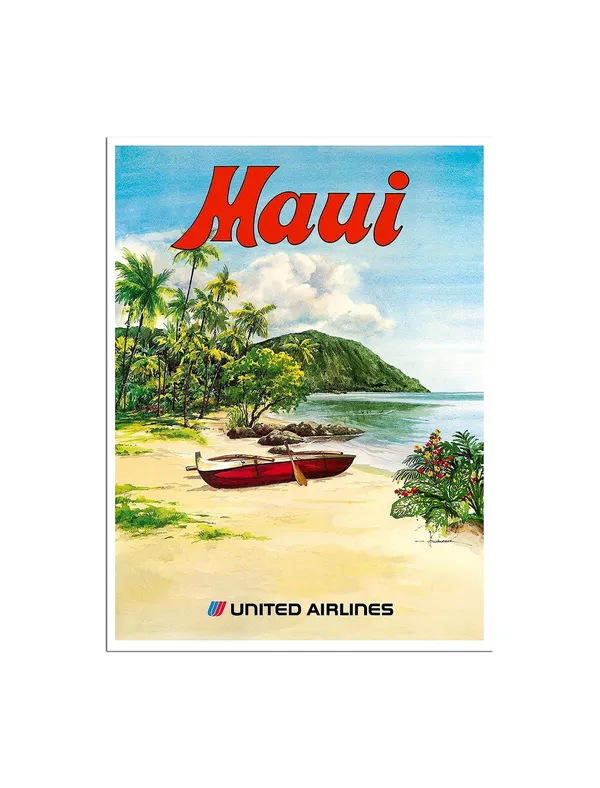 Maui Hawaii Travel Poster, Ocean Beach Art Print