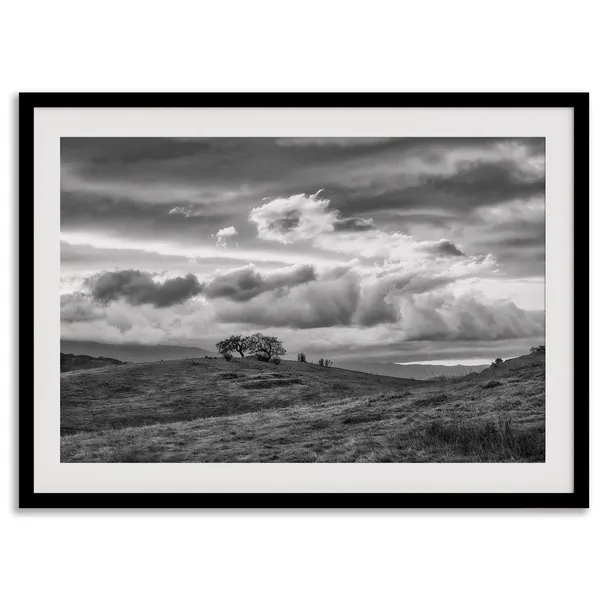 California Hills Black and White Nature Art Print