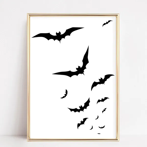 Spooky Bats Halloween Minimalist Art Print