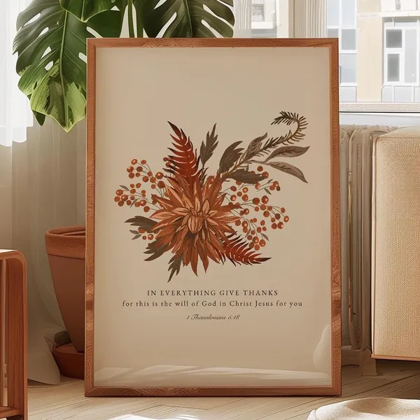 Give Thanks To The Lord Fall Floral Art Print