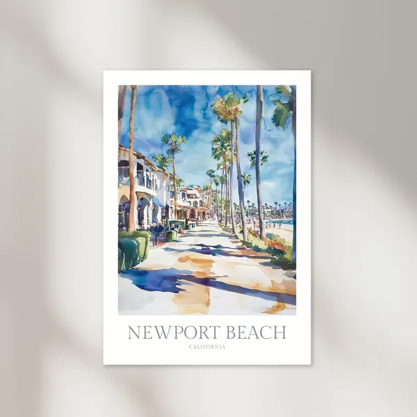 Newport Beach California Watercolor Travel Poster