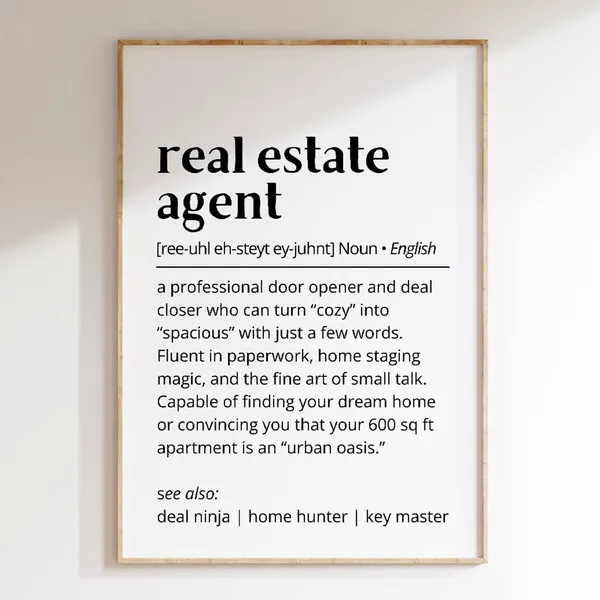 Real Estate Agent Definition Office Decor Poster
