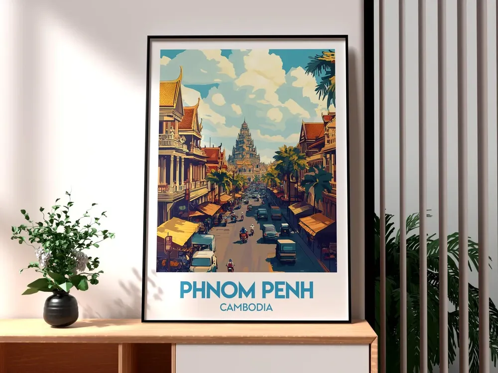 Phnom Penh Travel Poster, Cambodia Wall Art