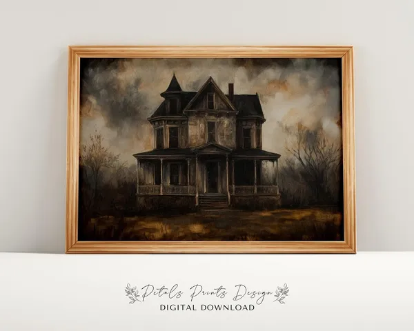 Halloween Haunted House Rustic Graveyard Wall Art Print