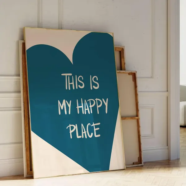 This Is My Happy Place Navy Heart Quote Poster