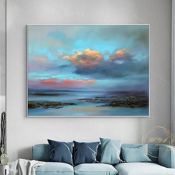 Original Cloud Abstract, Blue Sea Seascape Art Print