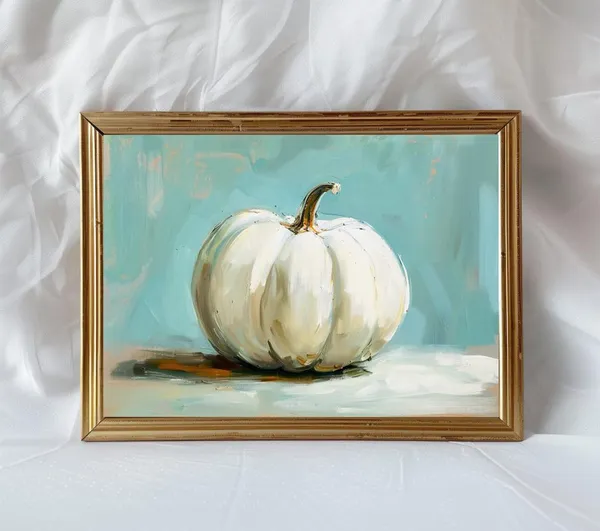 Cheerful Pumpkin Painting Art Print, Kids Room Decor