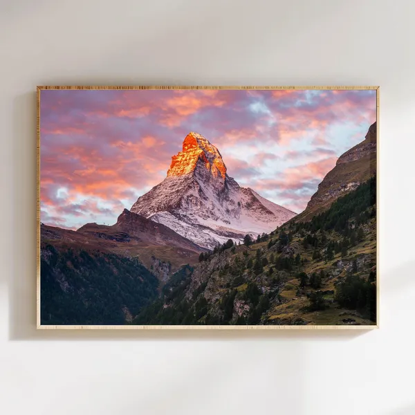 Sunrise at the Matterhorn, Swiss Alps Travel Poster