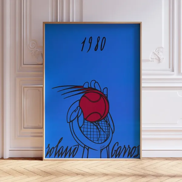 Roland Garros 1980 Mid-Century Modern Poster