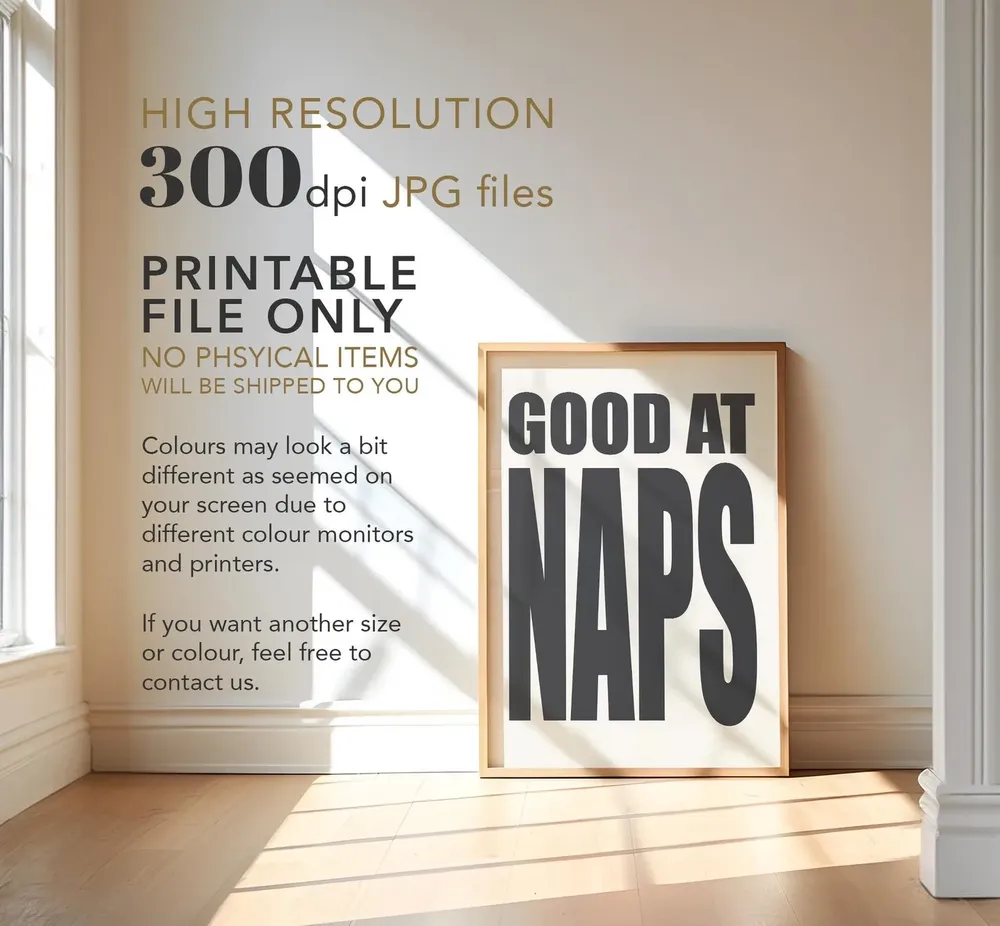 Black Bold Typography Good At Nap Art Print - Image 4
