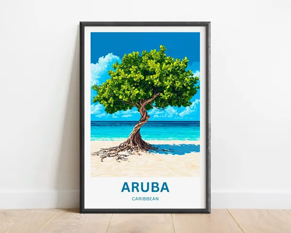 Aruba Minimalist Island Scene Art Print