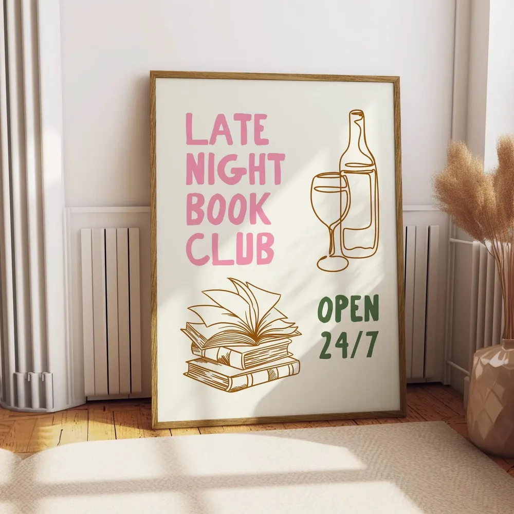 Late Night Book Club Poster, Gift For Reading Lover - Image 3