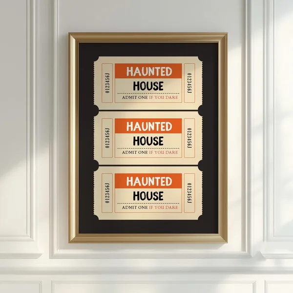 Haunted House Drink Ticket Vintage Halloween Poster