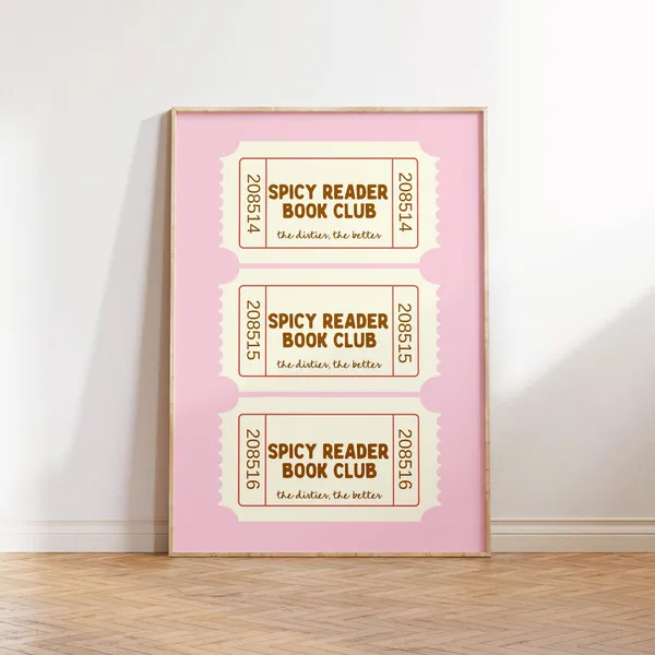 Spicy Reader Book Club Tickets, Bookish Wall Art Print