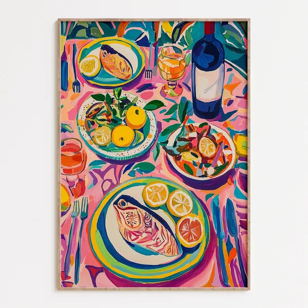 Matisse-Inspired Table Setting Art Print, Kitchen Decor