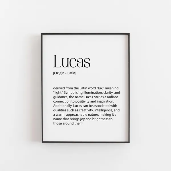 Lucas Name Meaning Art Print, Nursery Decor