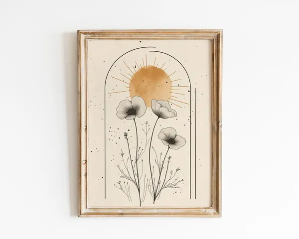 Bohemian Sunflowers Botanical Art Print, Cottagecore