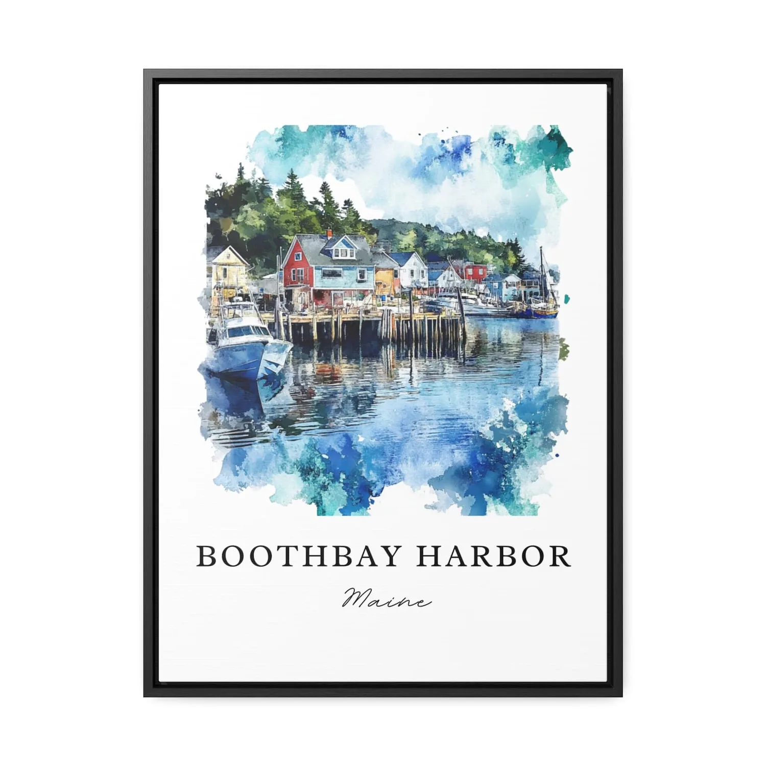 Boothbay Harbor Me Watercolor Travel Poster, Maine - Image 3