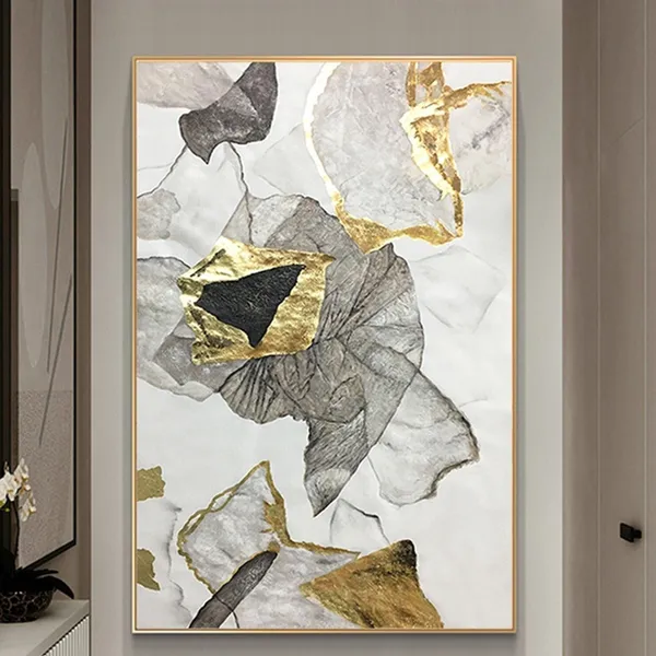 Gold Leaf Abstract Painting, Gold Foil Art Print