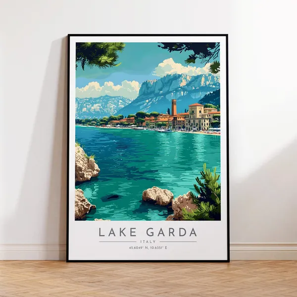 Lake Garda Travel Poster, Italy Travel Print