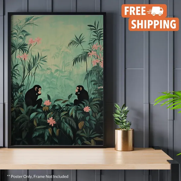 Henri Rousseau Tropical Jungle Monkeys Art Print