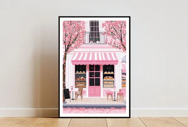 Bakery Coffee Poster, Retro Cafe Wall Art