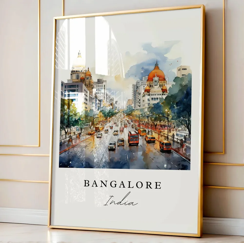 Bangalore India Travel Poster, Custom Text Art Print - Image 4