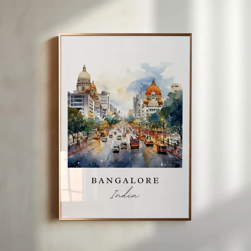 Bangalore India Travel Poster, Custom Text Art Print
