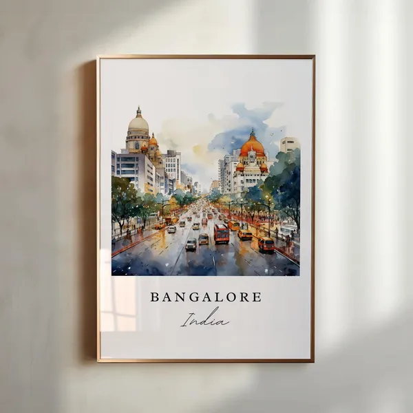 Bangalore India Travel Poster, Custom Text Art Print