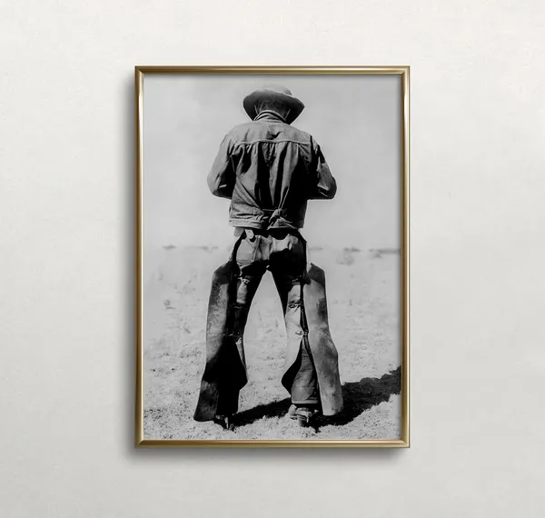Cowboy Vintage Poster Print, Black and White