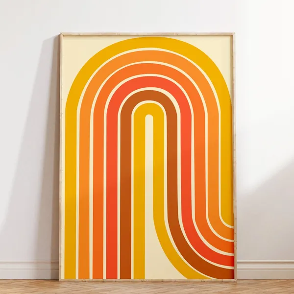 Retro Geometric Wall Art, Groovy Poster Print