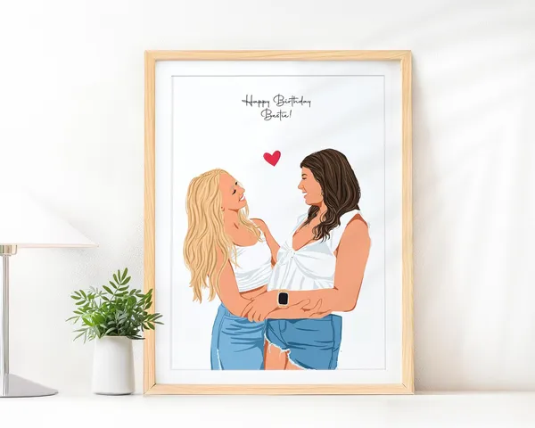 Custom Best Friend Portrait Drawing, Personalized Art Print