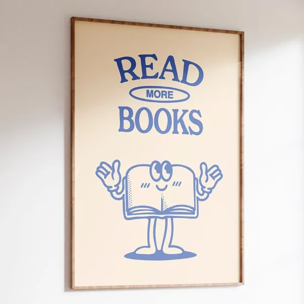 Reading Retro Book Poster, Classroom Wall Art Print