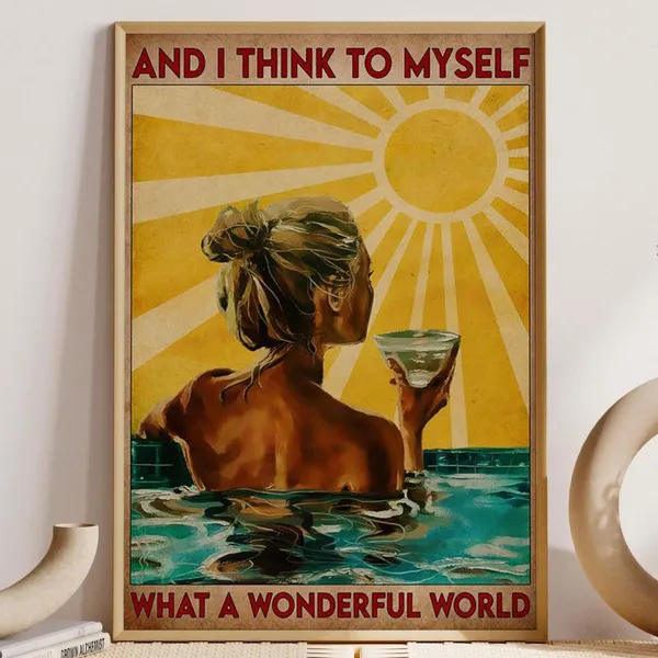 Woman Chilling In The Sun Vintage Swimming Poster